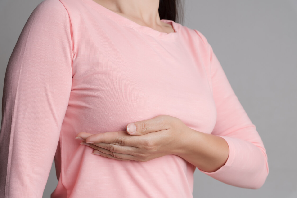 Women checking breast